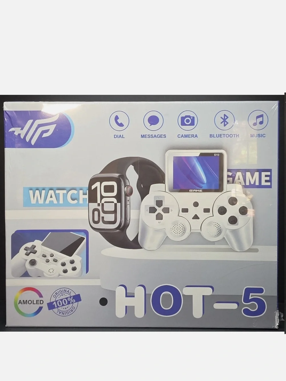 HOT-5 White Portable Game Controller with Watch
